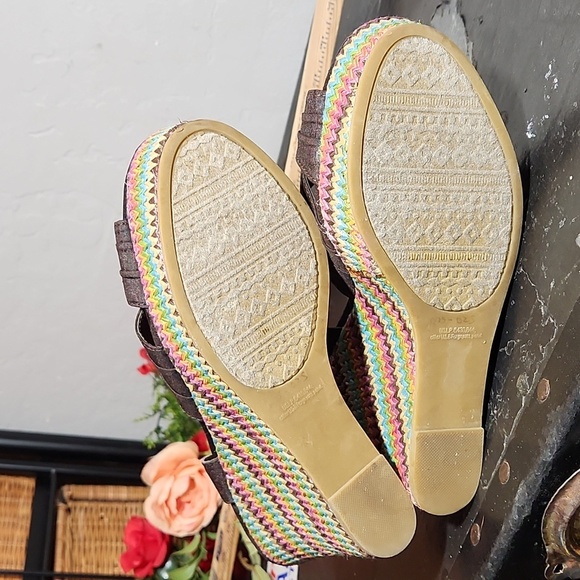 RAMPAGE 7.5M Bridgette Wedge Slingback T Strap Fabric Open Toe Heel - Picture 9 of 11